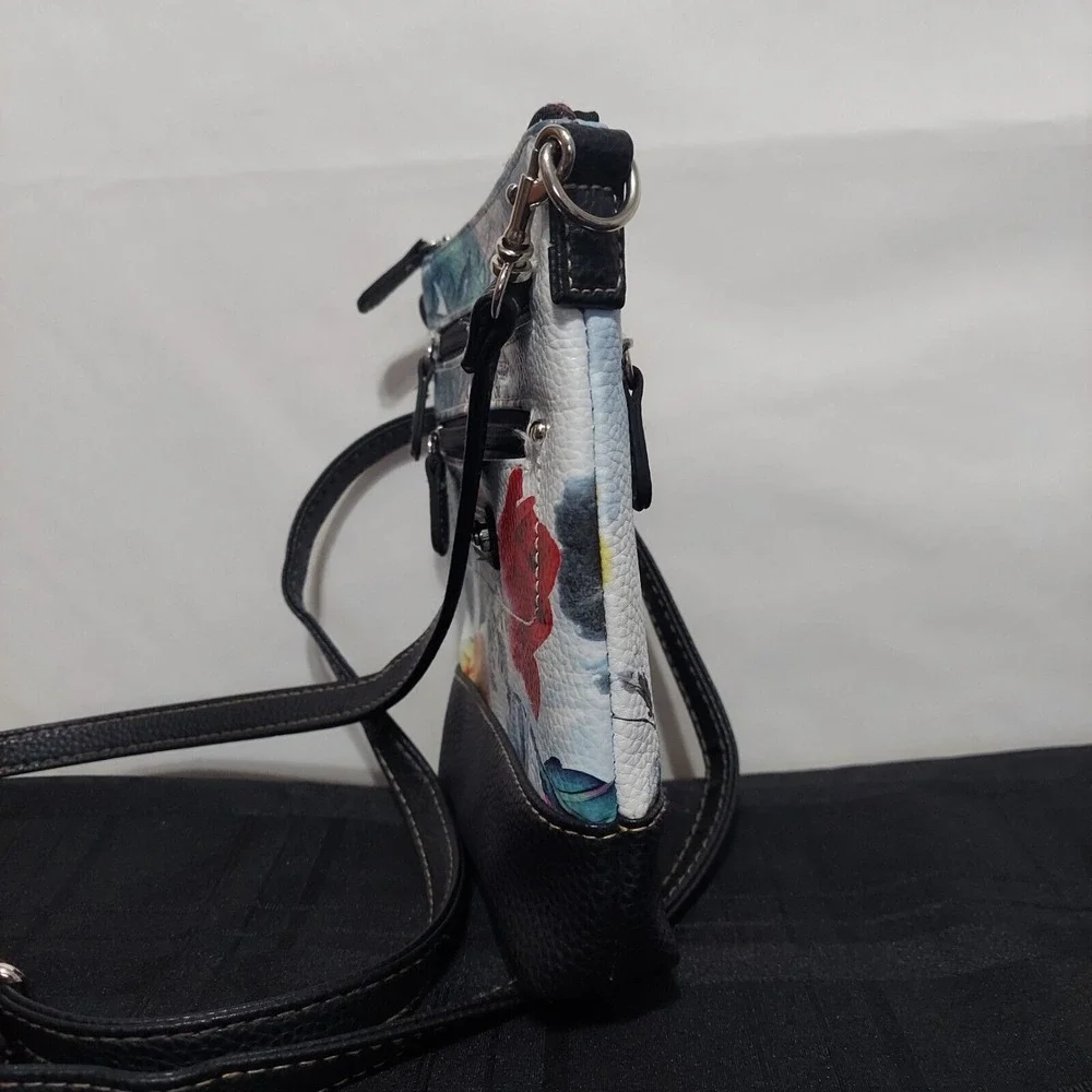 Stone Mountain USA Floral Pebble Leather Crossbody Bag Adjustable Strap Small‎